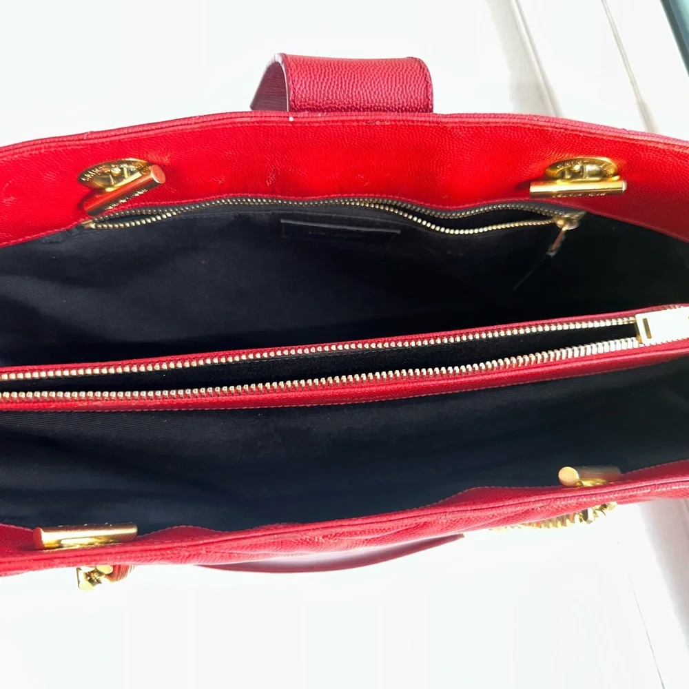 Saint Laurent Large Red “Cassandre” Tote & Matching Wallet - Picture 7 of 16